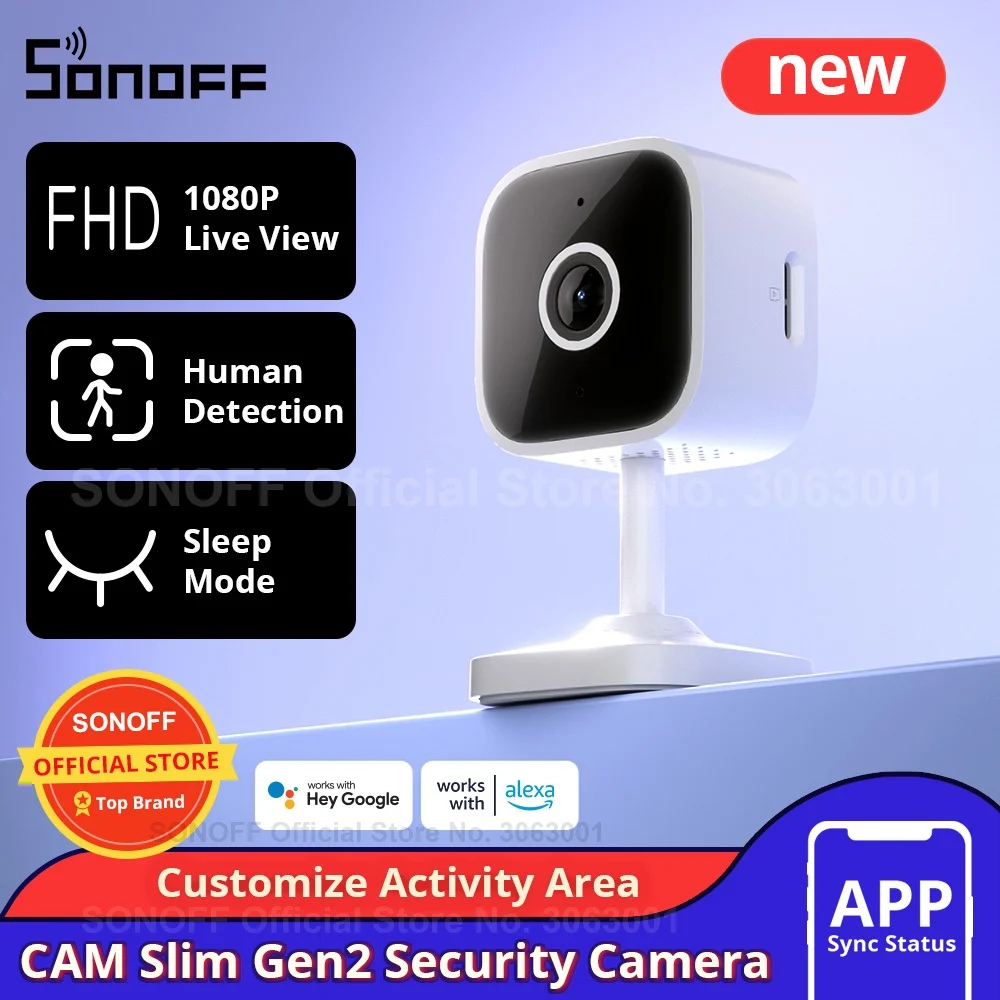 

SONOFF CAM Slim Gen2 Smart Home Security Camera 1080P Human Motion Detection Night Vision Audio Auto Track Motion Video Record