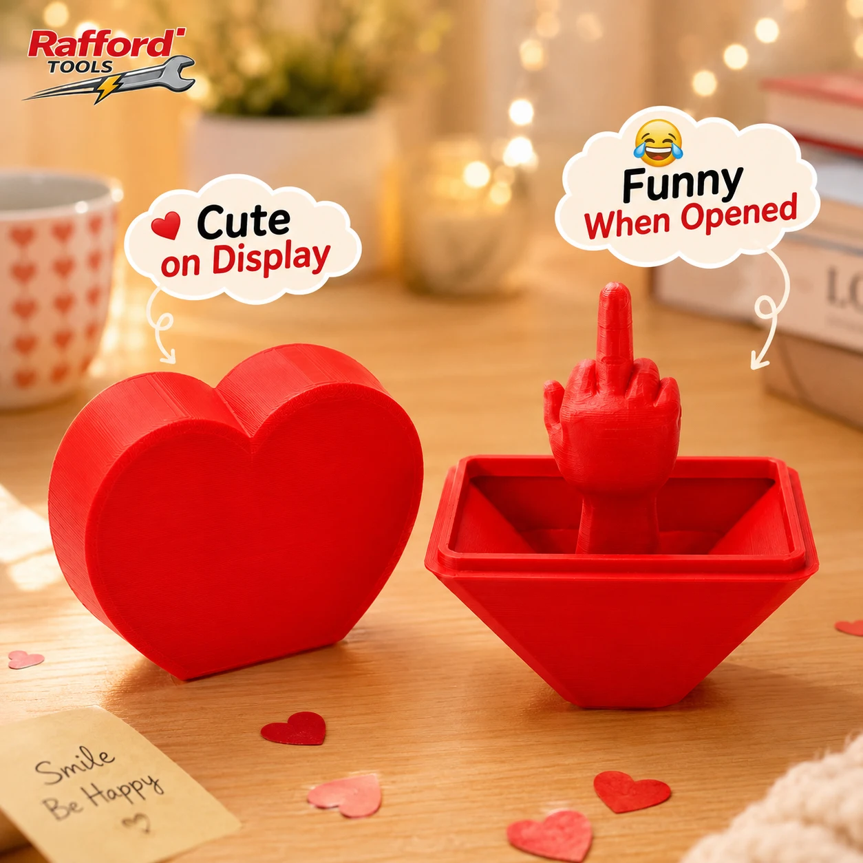 3D Printed Heart Surprise Box Funny Prank Gift Hidden Hand Gesture Toy Creative Novelty Gift for Valentine Birthday Party