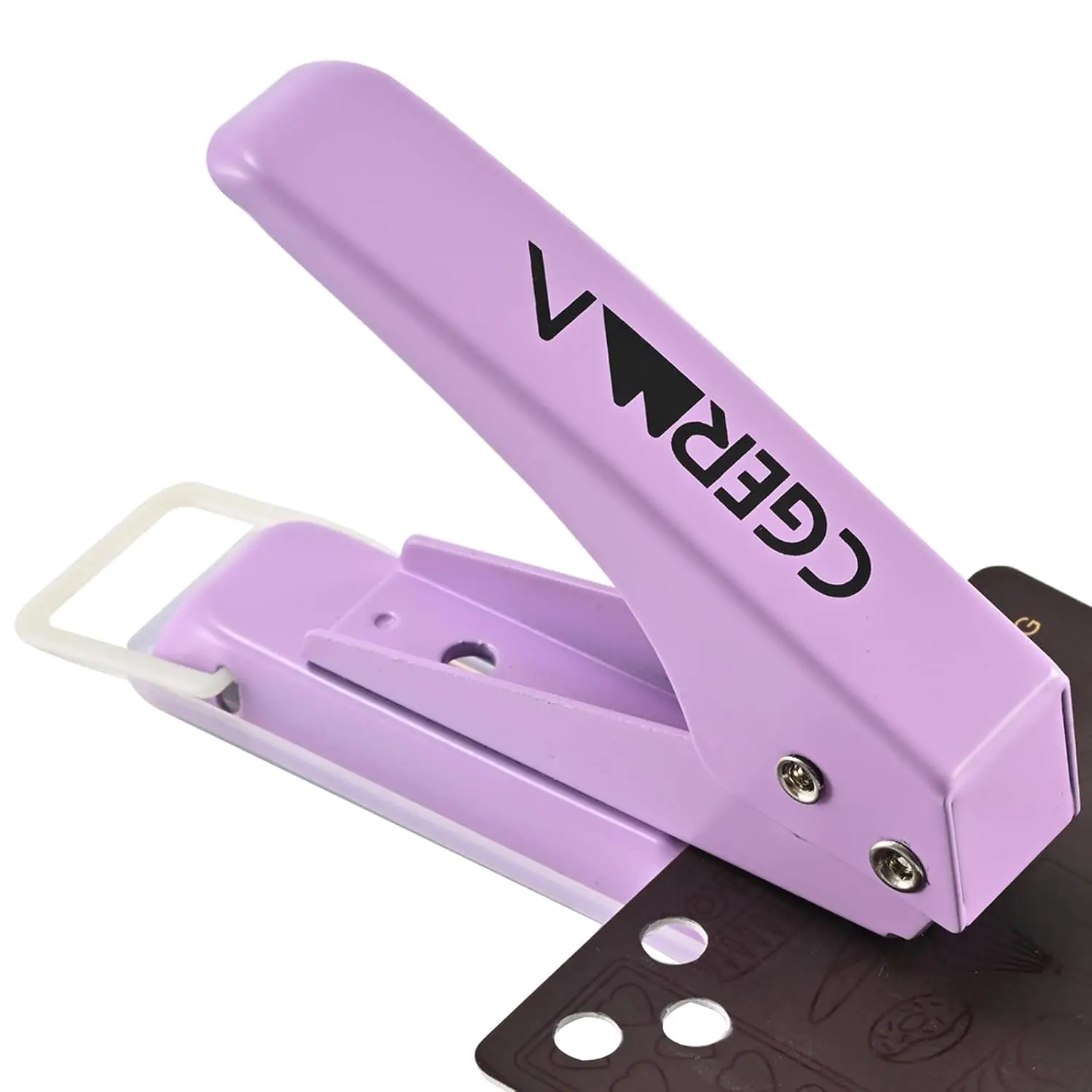 

Single Hole Puncher, 1/4" Hole, Heavy Duty Metal Punch, 15 Sheet Capacity, for ID Cards, Chipboard, Crafts, Purple