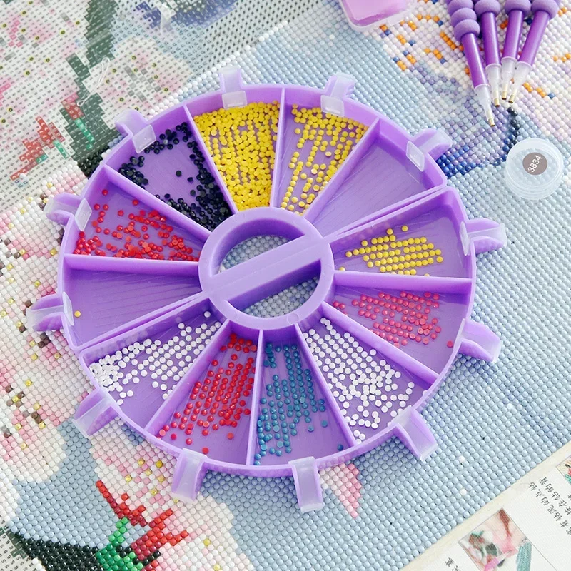 Diamond Painting Tray Fan-shaped Multifunctional Flip Drill Tray Set DIY Point Drilling Pen Mosaic Embroidery Tools Accessories