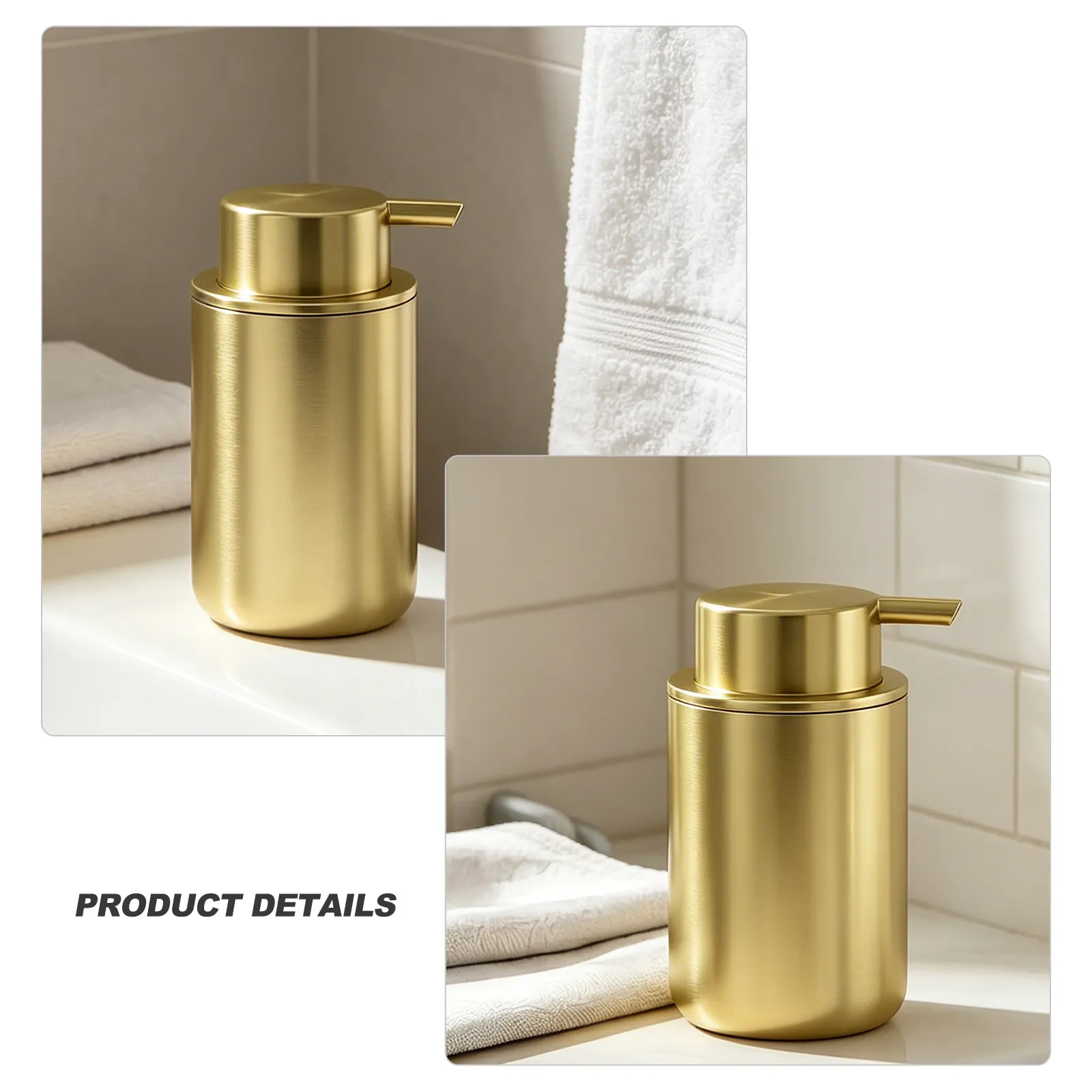 Stainless Steel Liquid Soap Dispenser Refillable Manual Pump for Kitchen Sink Bathroom Countertop Handwash Lotion Soap Container