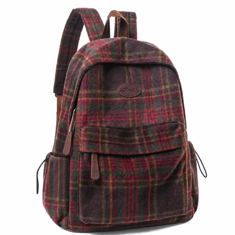 Vintage Plaid Backpack Casual Daily Versatile Checkered Backpack Large Capacity Laptop Daypack College High School Student