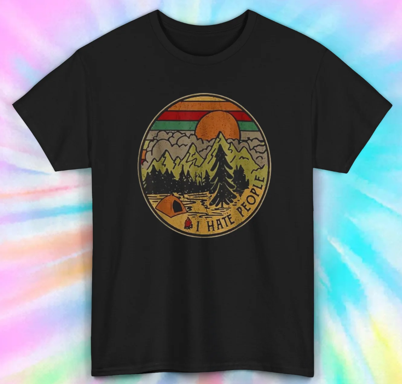 Camping Solitude Graphic Tee | I Hate People Funny Nature T-Shirt | S-5XL