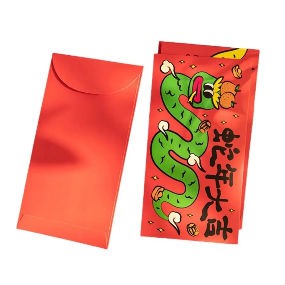 12Pcs Cartoon 2025 New Year Red Packet Chinese Blessing New Year Red Envelope Spring Festival HongBao Lucky Red Pockets Bless