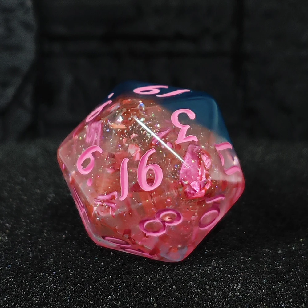 7Pcs/set Resin Dice Set Blue and Pink Blend Color Dice Dungeons and Dragons Games for DND RPG TRPG Games Dice Board Games Toys