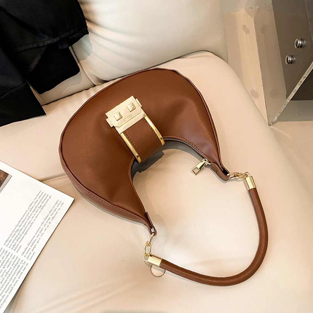 Fashion and casual PU solid color shoulder bag, women's handbag, multifunctional armpit bag suitable for women's daily travel-ll image 3