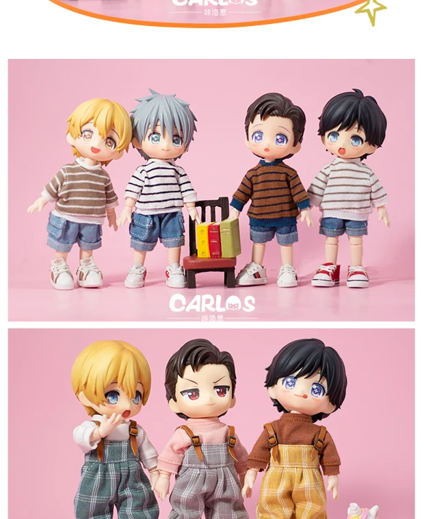Ob11 Puppen kleidung einfarbig gestreiftes Hoodie-T-Shirt mit langen Ärmeln Zubehör für bjd, gsc, obitsu11, molly, ymy, p9, gsc – Detail 10