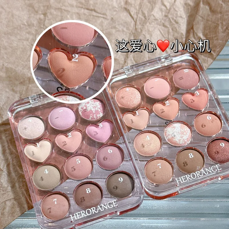 Heart Twelve Colors Eye Shadow Plate Matte Shimmer Glitter Waterproof Not Easy to Makeup Cheap Makeup Palette