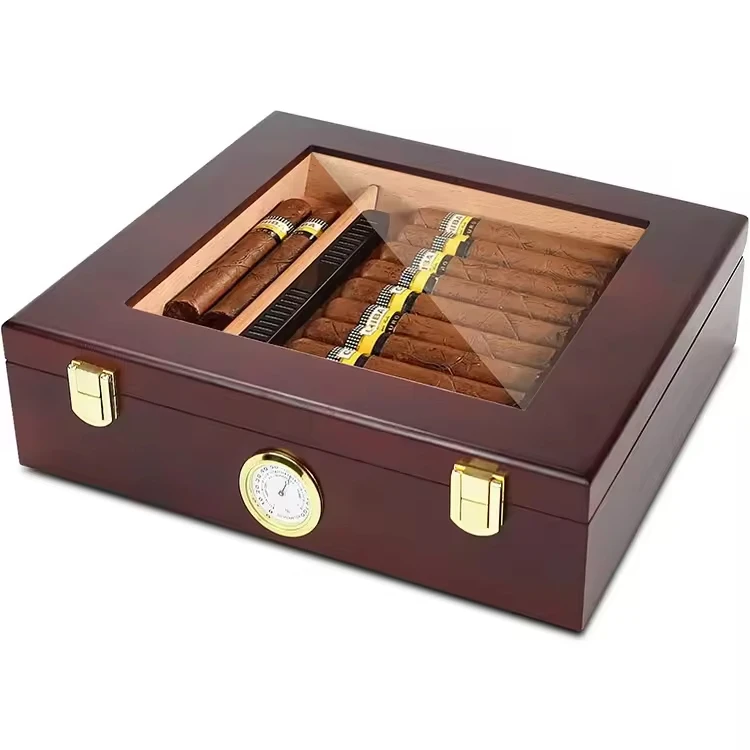 Umidificatore per sigari portatile in legno di cedro di grande capacità con igrometro Scatola per sigari Accessori per fumatori per negozio di club Uso personale