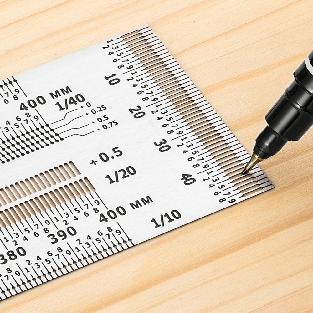 Règle d\'échelle de haute précision, règle de trou carré de type T, travail de calcul en acier inoxydable, marquage de traçage, jauge de ligne, outil