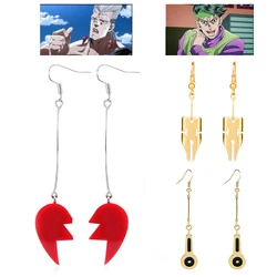 Anime jojo Bizarre Adventure orecchini Cosplay Pierre Polnareff Splice Heart Rohan Kishibe Color oro penna orecchini con pennino gioielli