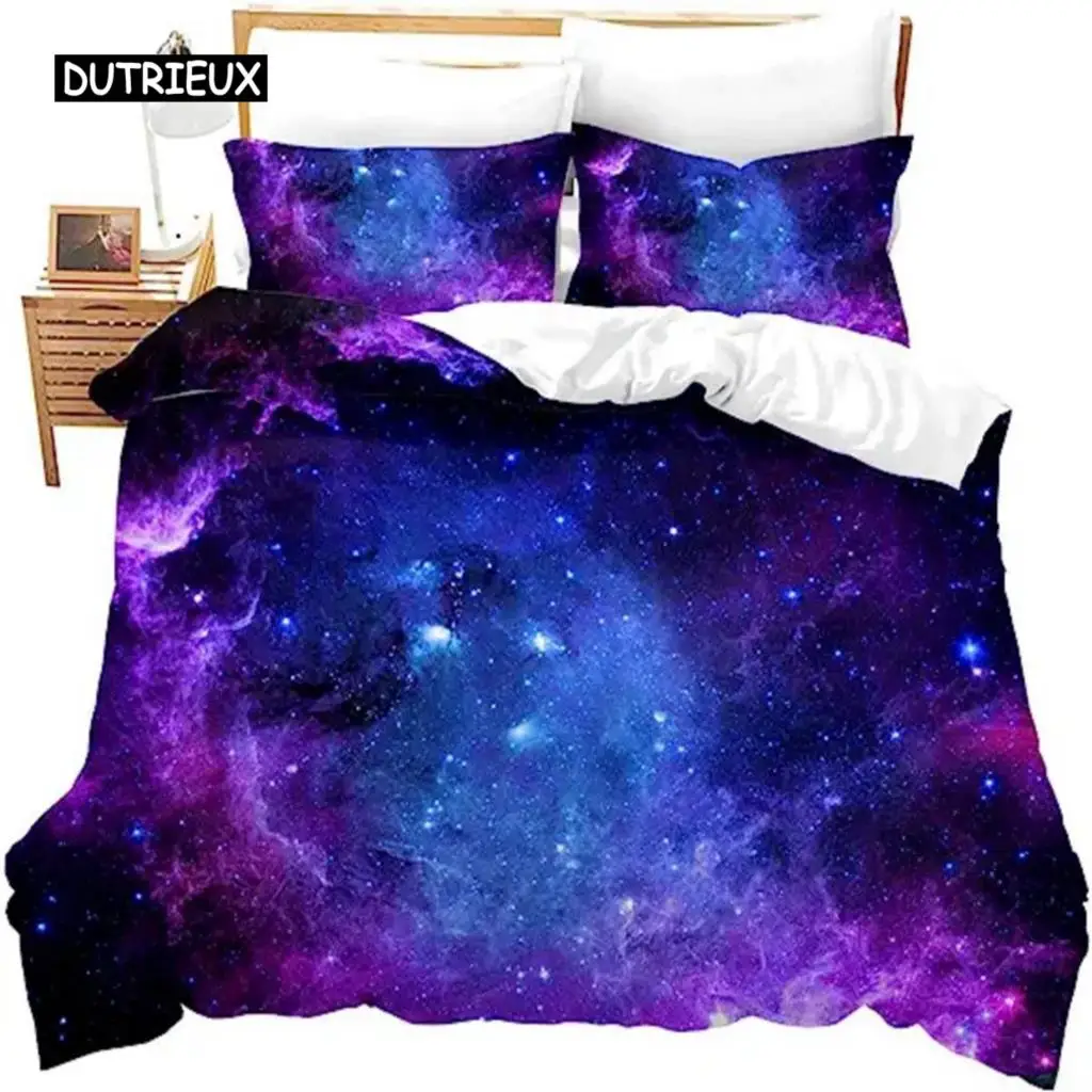 

Galaxy Duvet Cover Full Size For Girls Boys Teens Kid Starry Sky Cosmos Comforter Cover Soft Microfiber Zipper Blue Purple Decor