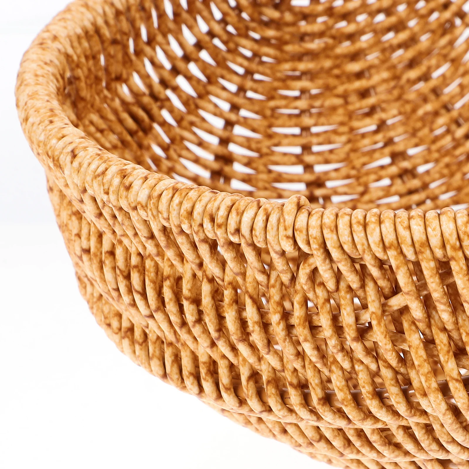 

Imitation Rattan Picnic Basket Handwoven Durable Storage Basket Fruit Vegetable Organizer Kitchen Household Container