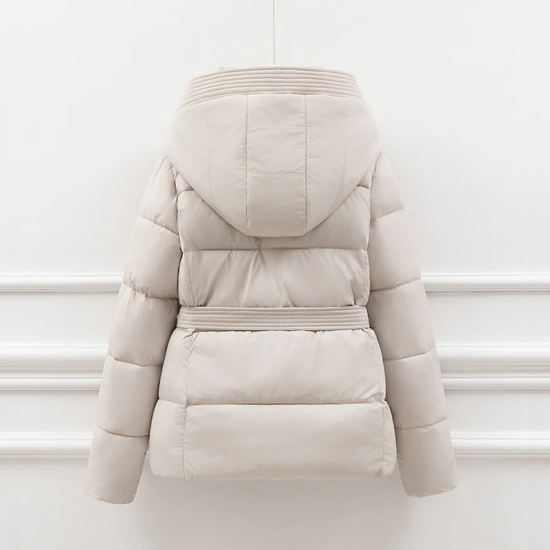 Chaqueta Corta Acolchada de Aodón para Mujer, Abrigo de Invierno ueso con Capucha y Cordón Ajustable en la Cintura, Prend...