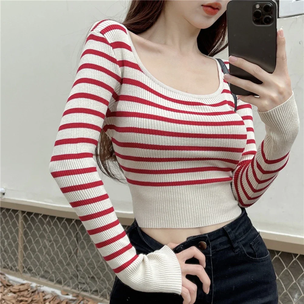 

Long Sleeve Shirt Knitted Basic Top Spring Wear Summer Fashion Tight Basic Style Inner Wear Versatile Seasonal Wear