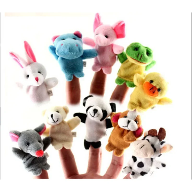 Nuovo 5/10pcs Cartoon animale biologico burattino da dito giocattoli di peluche bambino bambole bomboniere giocattoli per bambini Muppets Marionette burattino a mano