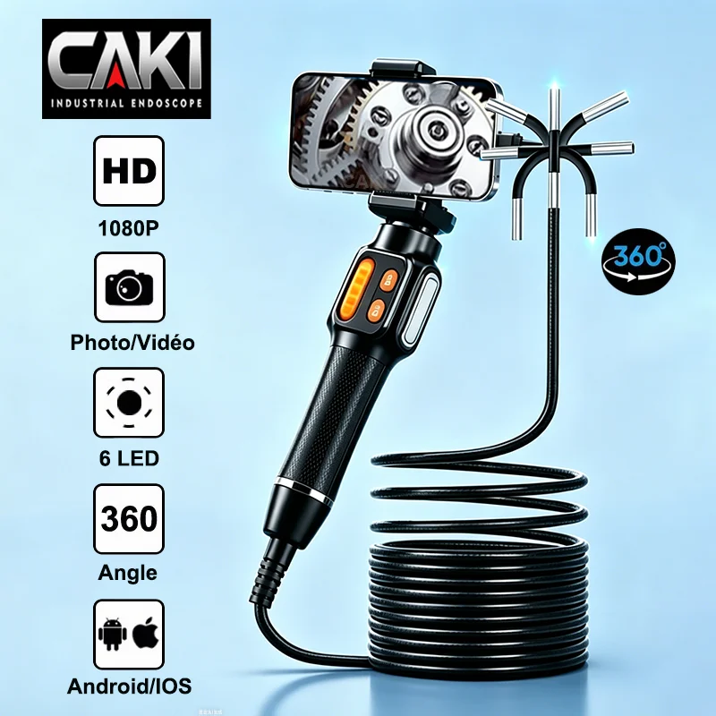 

Type-C 360° Two-Way Rotary Articulating Endoscope Camera HD 1080P Car Inspection Industrial Endoscope With LED For IOS Android