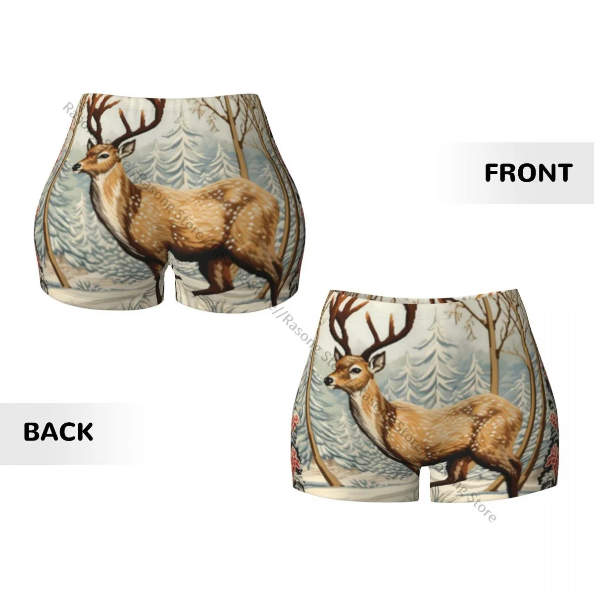 Shorts de yoga cervos na floresta de inverno mulheres motociclista apertado elástico treino esportes leggings roupas esportivas