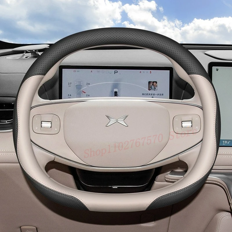 

For For Xiaopeng XPeng G9 G9 MAX 2025 Nappa Leather Steering Wheel Cover Non-slip Four Season Universal Car Interior Accessories
