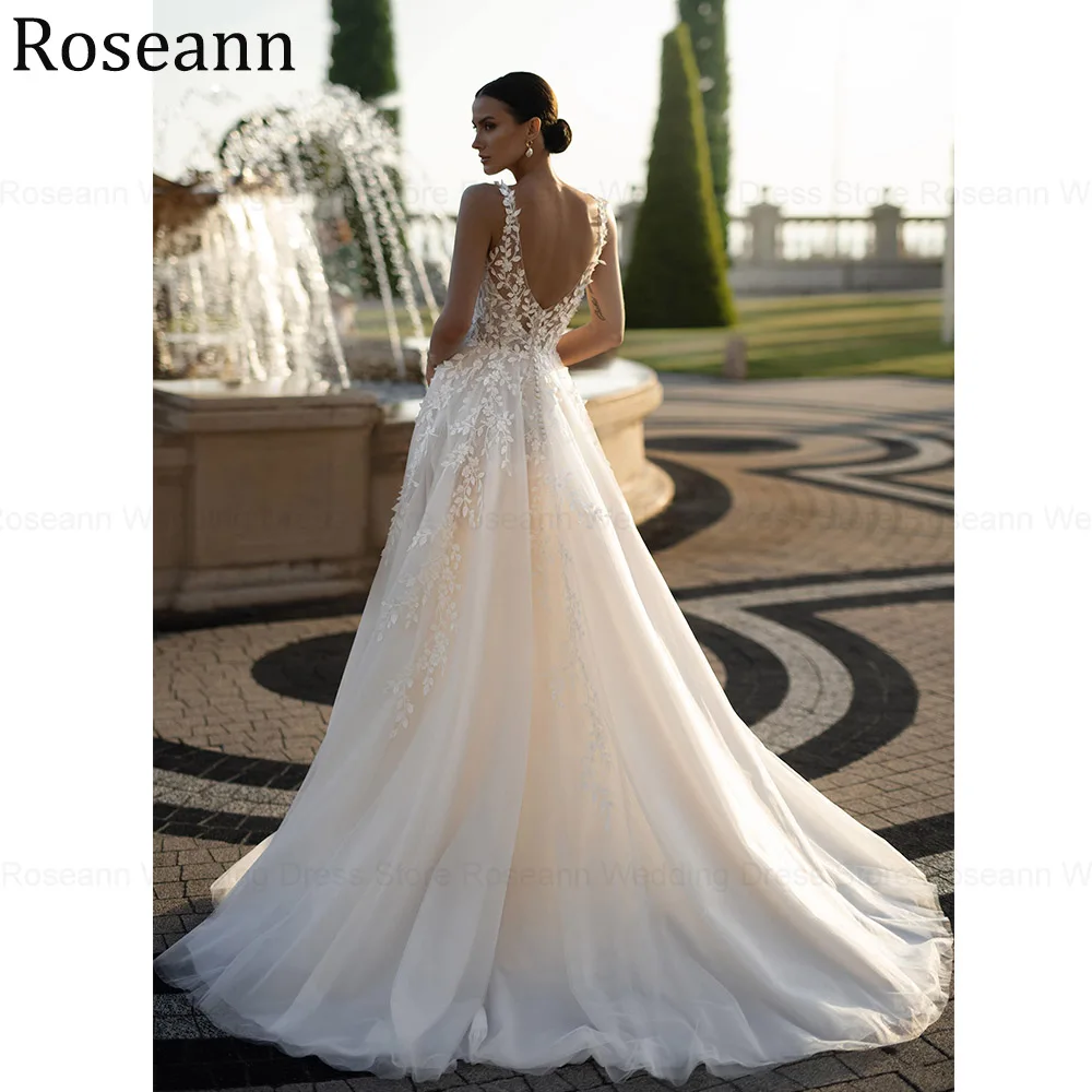 Customized Stylish V-neck Wedding Dresses For Woman 2026 Boho Long Bridal Gowns Backless A-line Tulle Appliques Robe De Mariée
