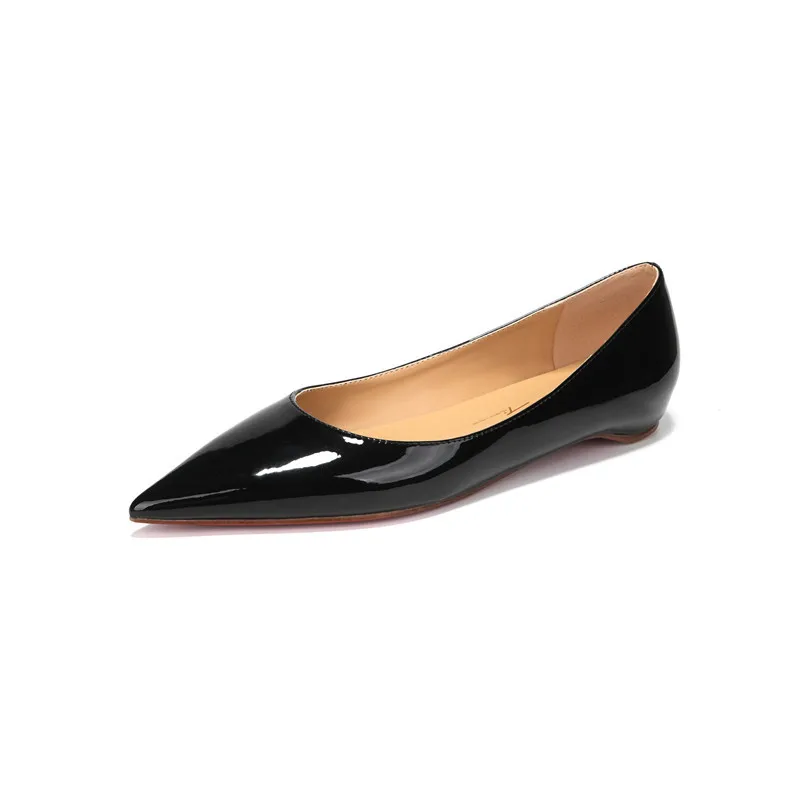 

Sexy women's inner height increases by 3CM, with a super portable flat sole and patent leather casual shallow mouth single shoe