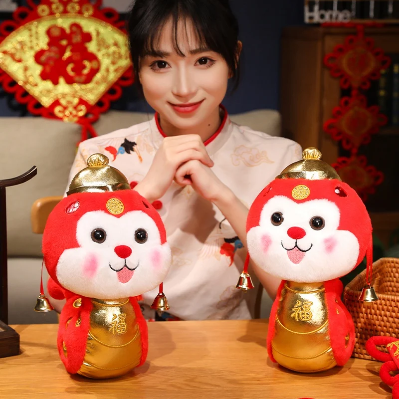 2025 งูปี Mascot Plush ของเล่นสีแดงและสีขาว Lucky ตุ๊กตางูทองแดงเหรียญงู Dol lHappy ใหม่ปีของขวัญใหม่ตกแต่ง