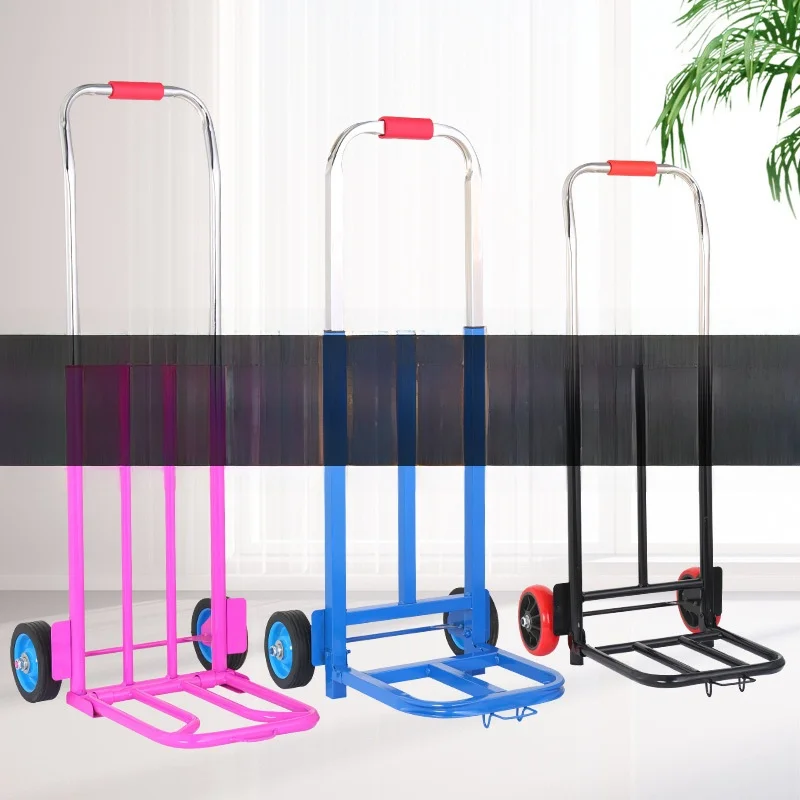 hand-pulled-portable-shopping-cart-stacking-luggage-heavy-duty-street-vendor-goods-mover-durable-carbon-steel-single-wheel