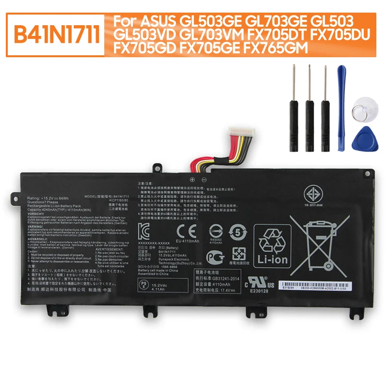 

B41N1711 Сменный аккумулятор для ASUS GL503GE GL703GE GL503 GL503VD GL703VM FX705DT FX705DU FX705GD FX705GE FX765GM
