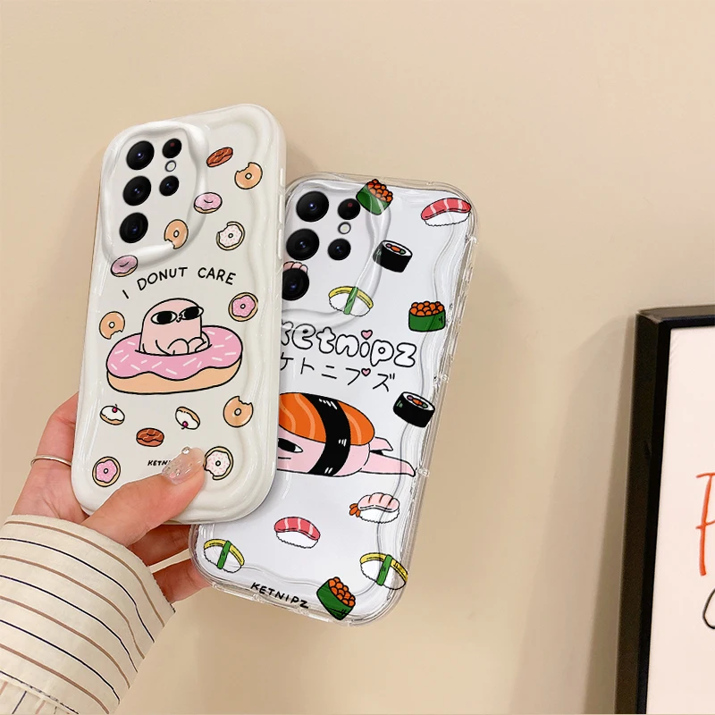 Cute Cartoon Sushi K-Ketnipz Phone Case For Samsung Galaxy S25 S24 S23 S22 Ultra Plus S24 FE A73 A72 A55 A54 Soft Silicone Cover