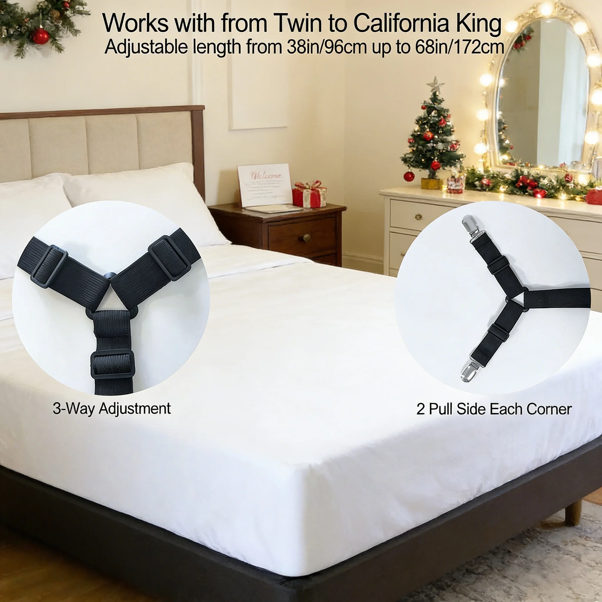 

4 шт. универсальный держатель для простыней-регулируемые эластичные ленты для кровати, чехла для дивана, скатерти и глажки-домашний набор нескользящих креплений ​