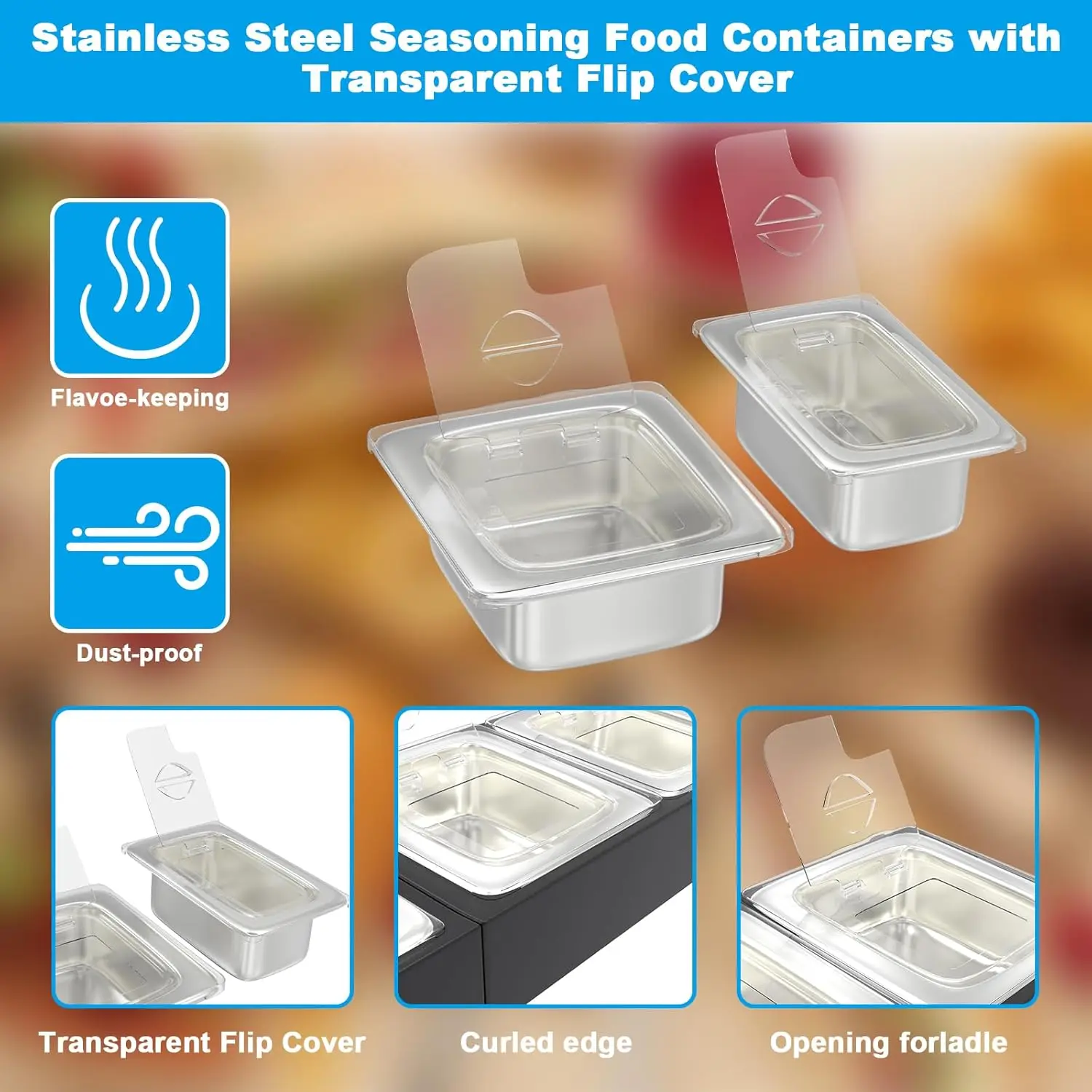 محطة توب بيتزا لطاولة حامل إعداد الشواية، حاويات بهار مع أغطية شفافة لملحقات عربة فرن البيتزا، تخفيضات كبيرة