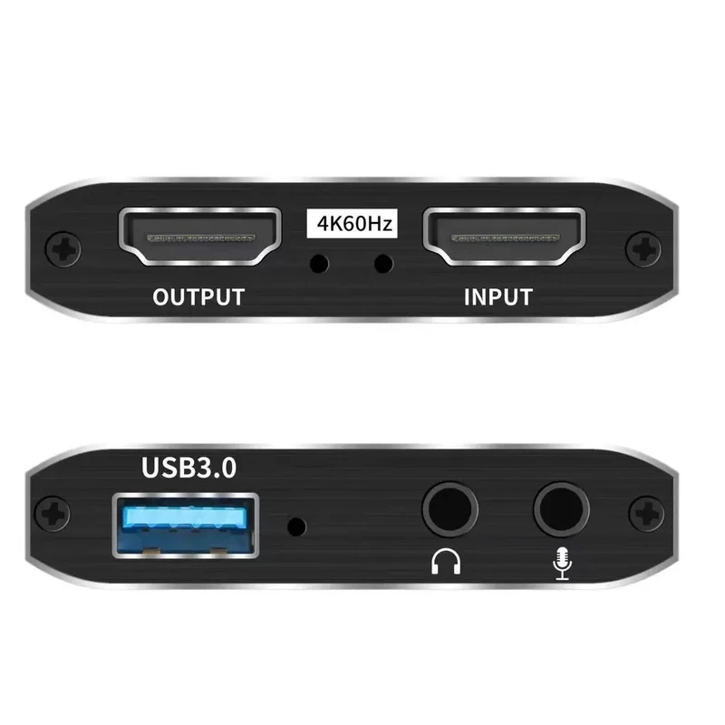 4K USB 3.0 Video Capture Card, HDMI-compatible HDTV Recorder Grabber for Game Recording, PC, Game Audio & Mic