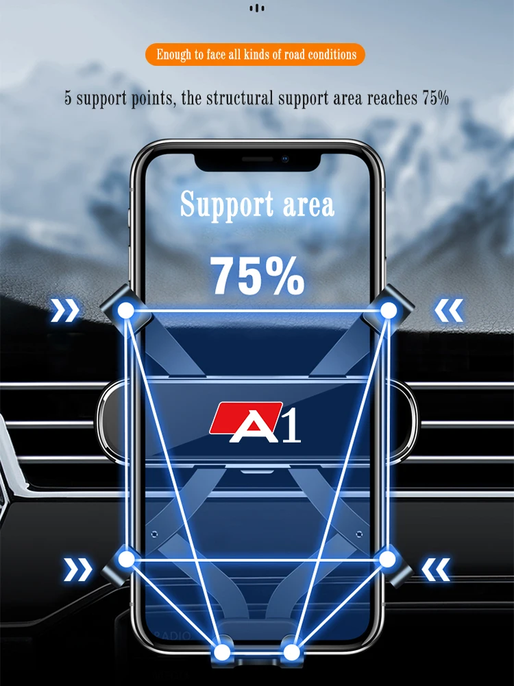 Auto Handy Halter Für Audi A1 Sportback 8XA 8XF 2011-2019 Air Vent Halterungen Stehen GPS Schwerkraft navigation Halterung Zubehör – Detail 6