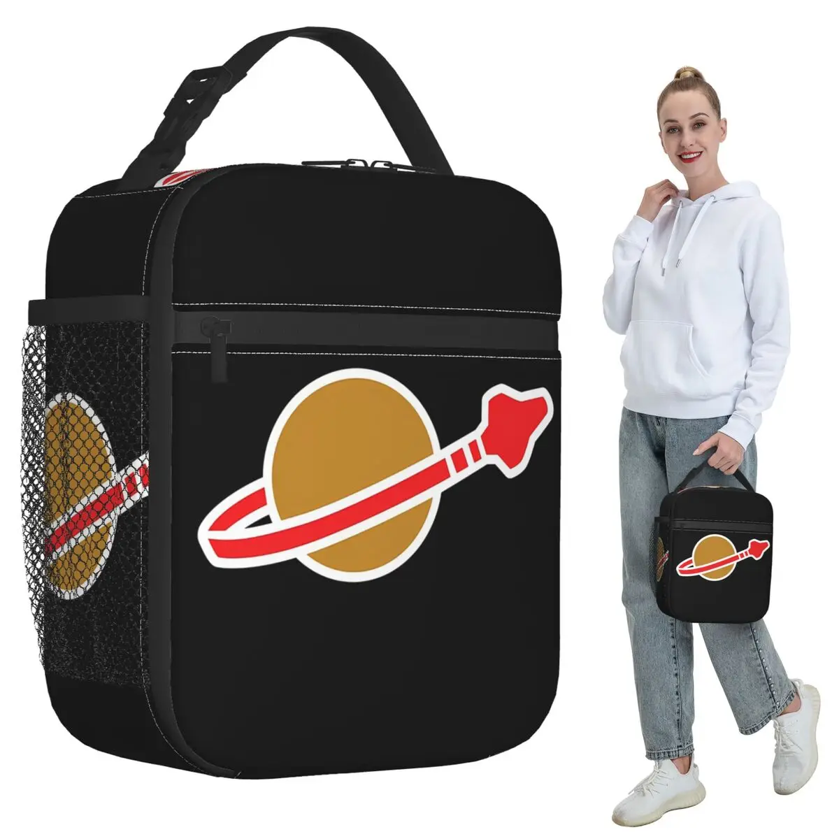 

Классическая термосумка для обедов с логотипом Space Logo для женщин, термосумка для офиса, портативный контейнер для еды, сумка-тоут для ланчей