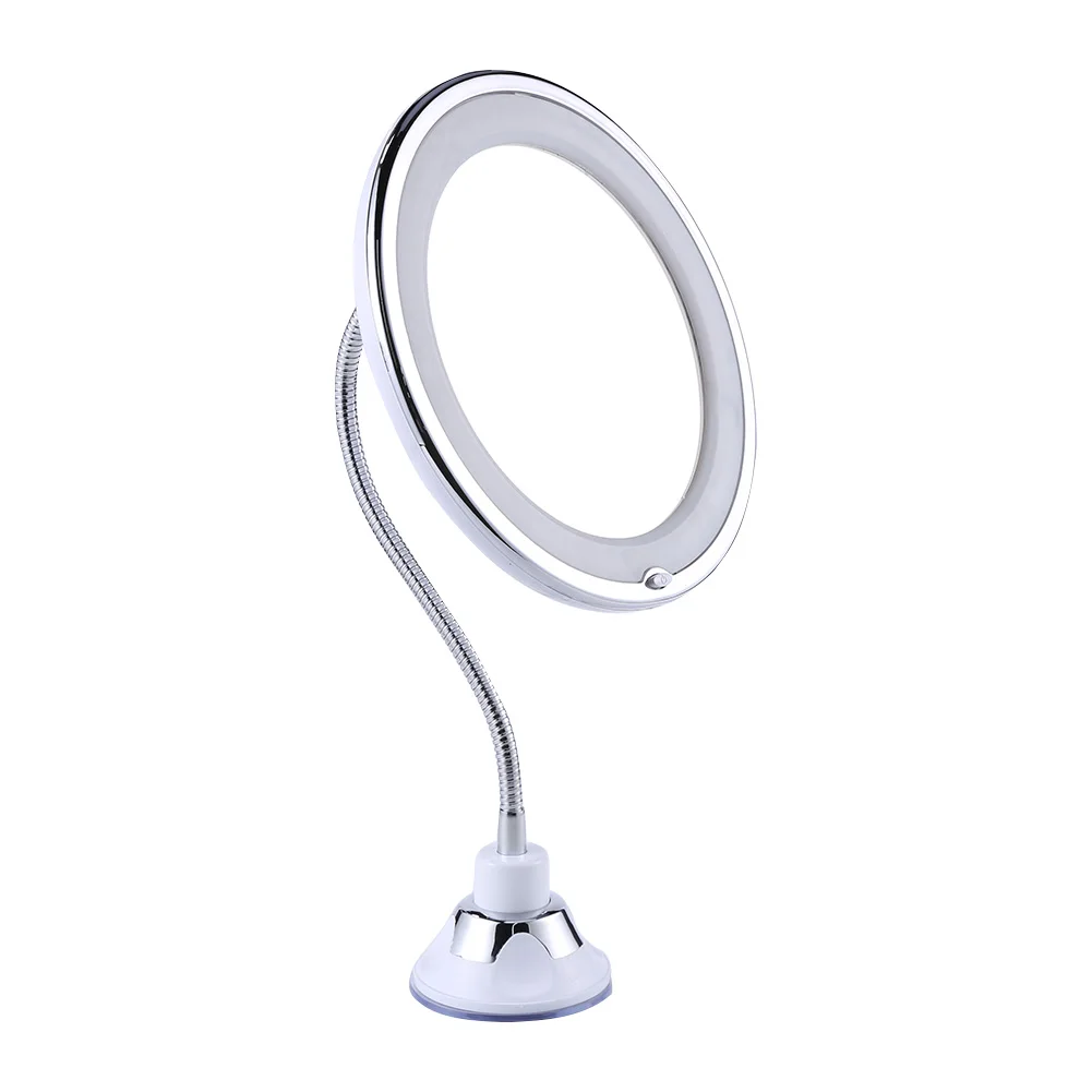 10X Magnifying Suction Mirror Flexible Shower Mirror with LED Light Bathroom Mirror 360 Degree Swivel for Home Bathroom