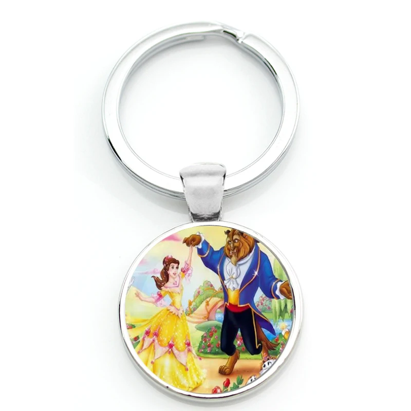 Mental Keyring Key Ring Cartoon - Beauty And The Beast - Belle Rose Quote Note Book Figure Art Print Paintings Keychain Pendant