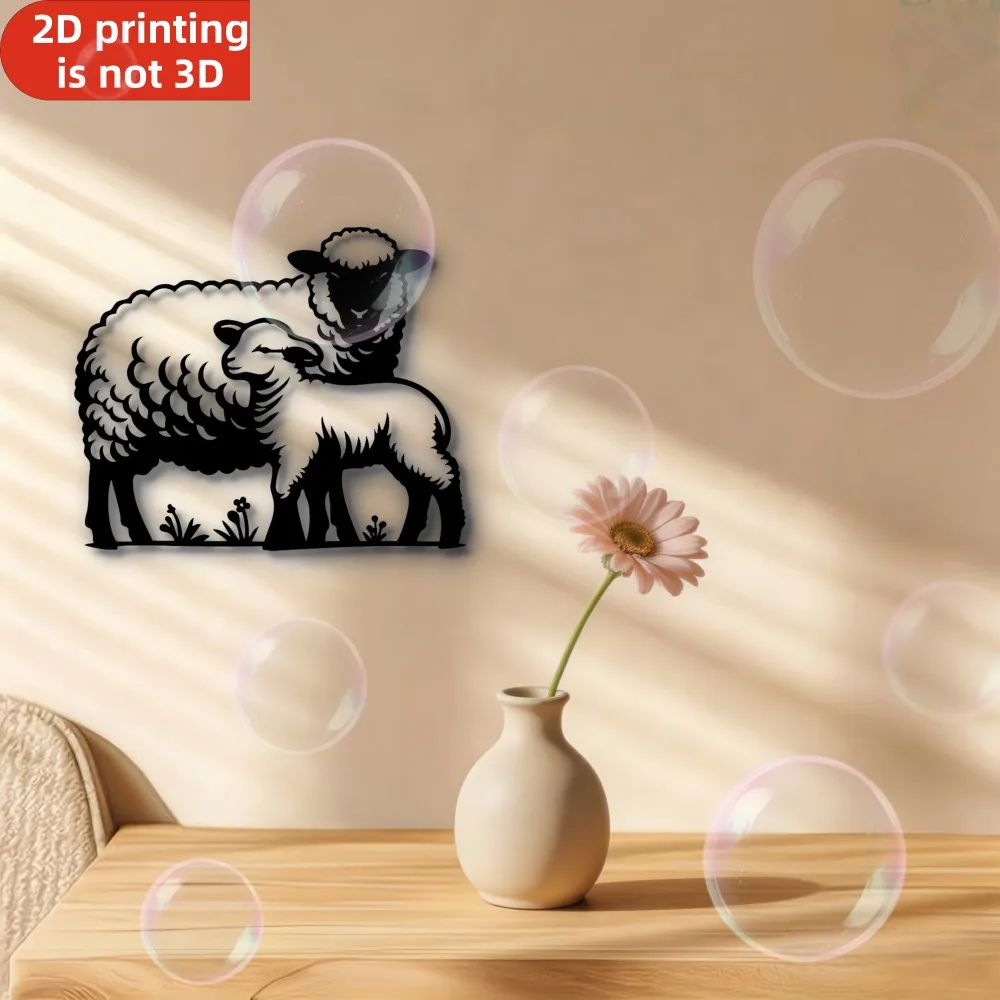 12-24 Inch Metal Sheep Wall Art, Iron Hook Decor, Minimalist Modern Home Decoration, Easy to Hang for Indoor Outdoor Bathroom Co
