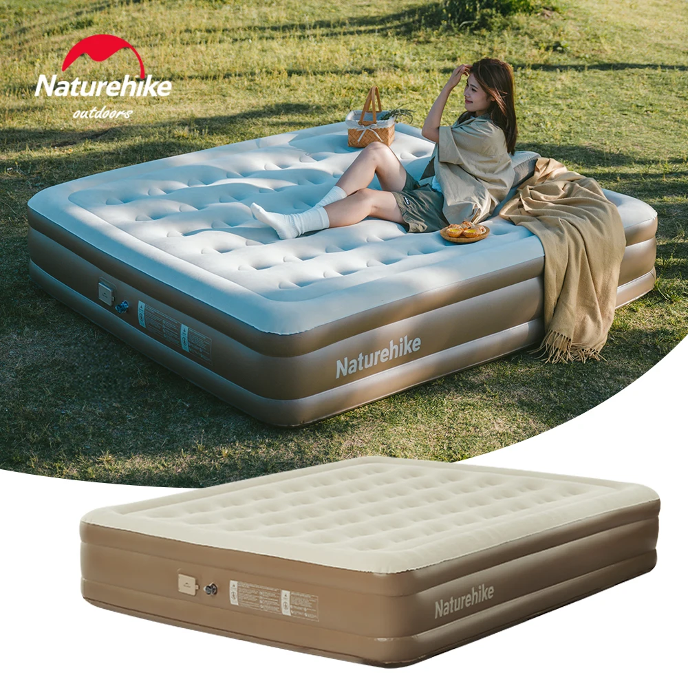 Naturehike Air Mattress 1 2 3 Person Camping Bed 38cm 45cm Thick Inflatable Mattress Built-in Pump Sleeping Bed Outdoor Mat