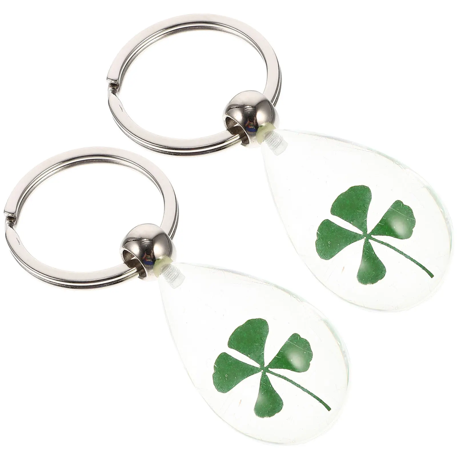 2Pcs Four Leaf Key Holders St Patrick Day Keychains Bag Backpack Hanging Decorations Lucky Charm Four Leaf Keychains