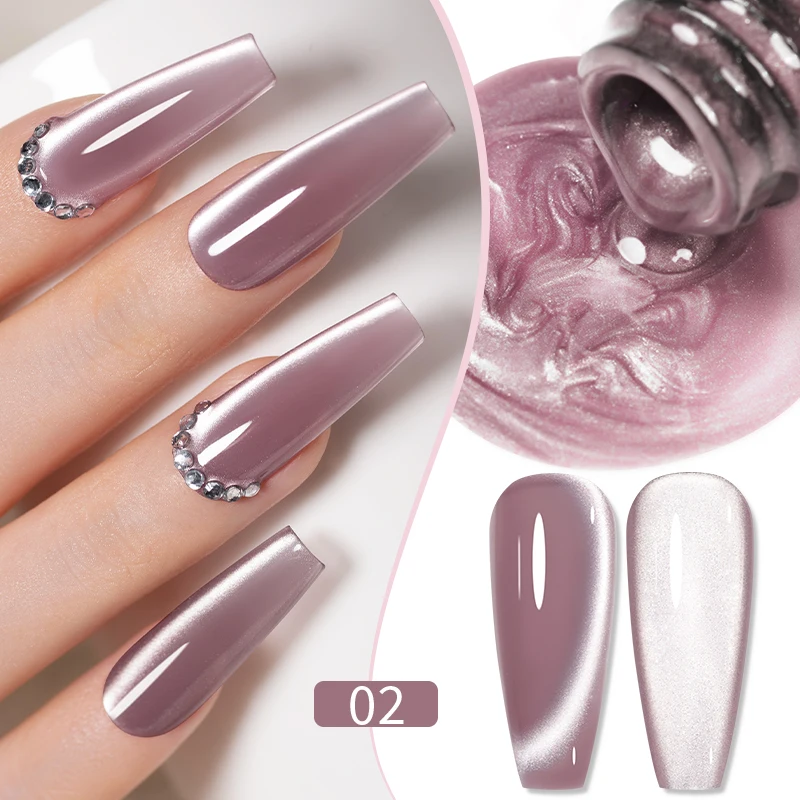 PUENTE 6 Colors Moonlight Cat Magnetic Nail Gel With Base Top Coat Ultra-Bright White Moonlight Shade Soak Off UV Nail Gel Set