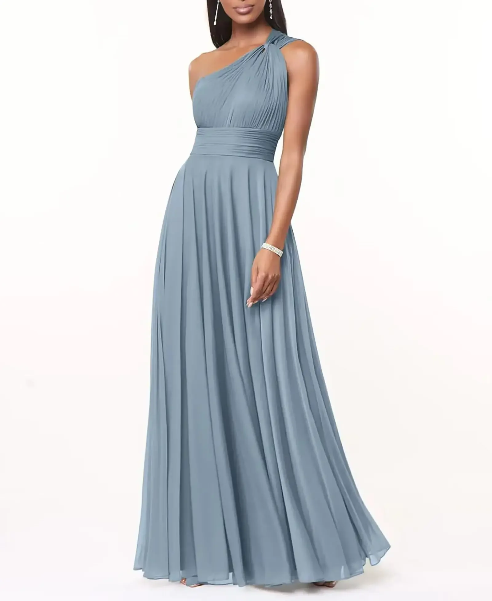 

Long Corset Bridesmaid Dresses A Line One Shoulder Chiffon Dresses For Women Pleated Wedding Guest Dress Customized