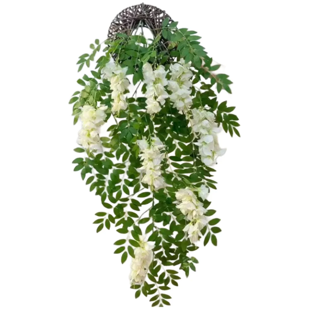 3 Branch 8 Head Hanging Lantern Flower Silk Flocking Floral Basket Wall Decor for Home Wedding Shop Window Decoration