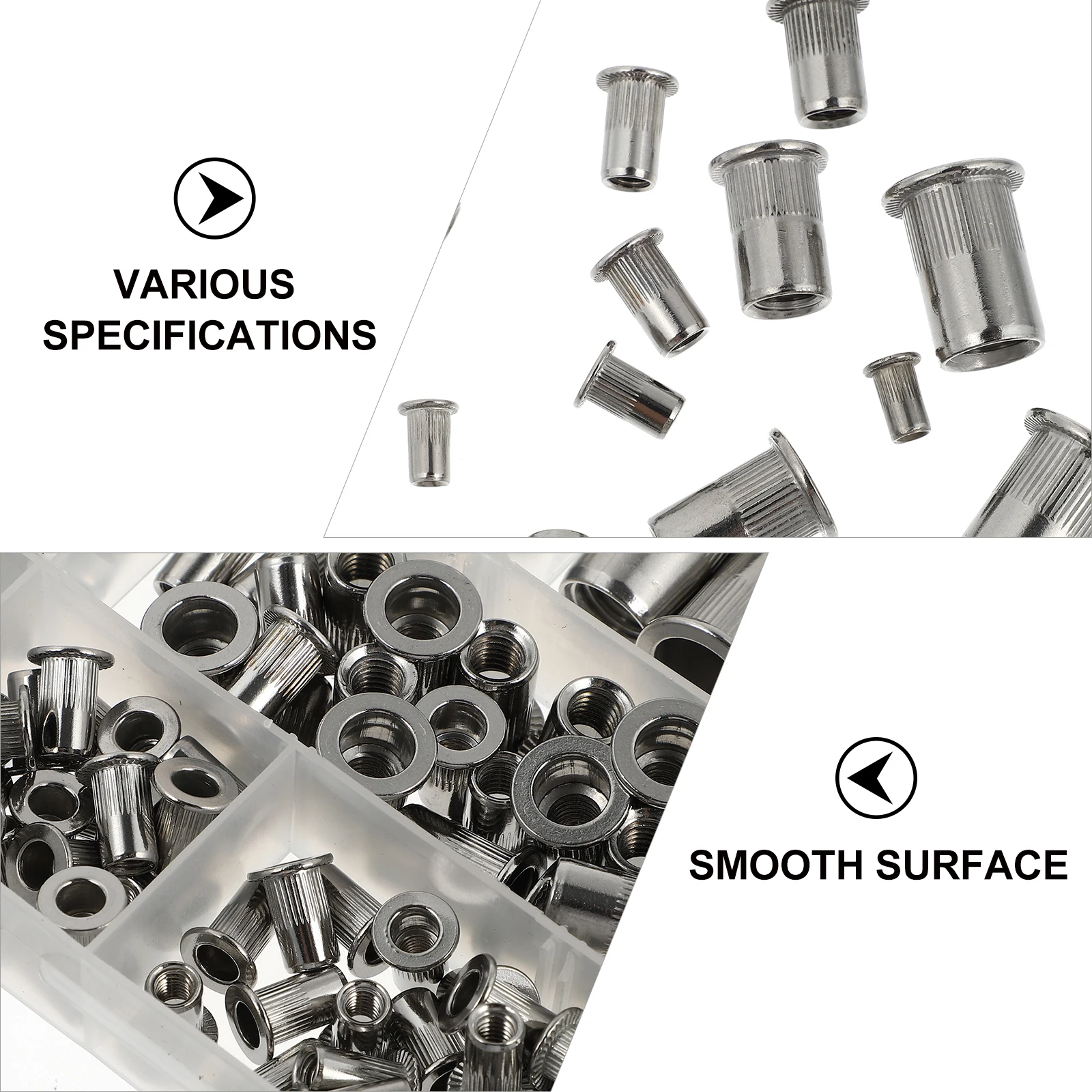 

165pcs Rivet Nuts Stainless Steel Threaded Inserts Blind Application Flat Head Reassembly Easy Assortment Kit Nut
