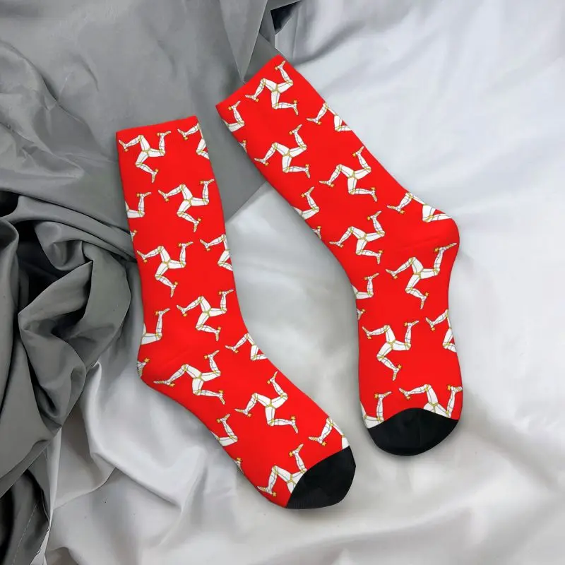 Isle Of Man Flag Men Women Crew Socks Unisex Funny 3D Print Dress Socks