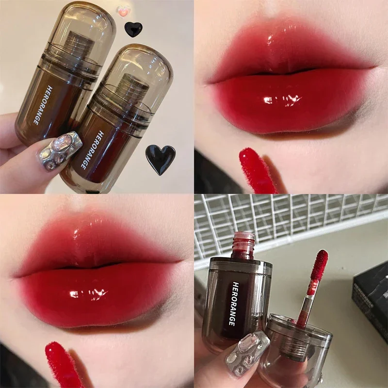 6 Farben Gelee Lip gloss Spiegel Wasser flüssiger Lippenstift feuchtigkeit spendender Lip gloss lang anhaltende sexy Lippen tönung Make-up koreanische Kosmetik