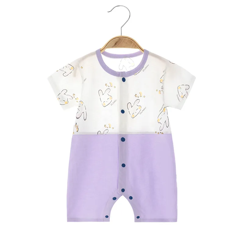 

Baby Jumpsuit Short Sleeve Summer Ultra-Thin Baby Door Latch Pure Cotton Rompers Children's Summer Air Conditioning Clothes Romp