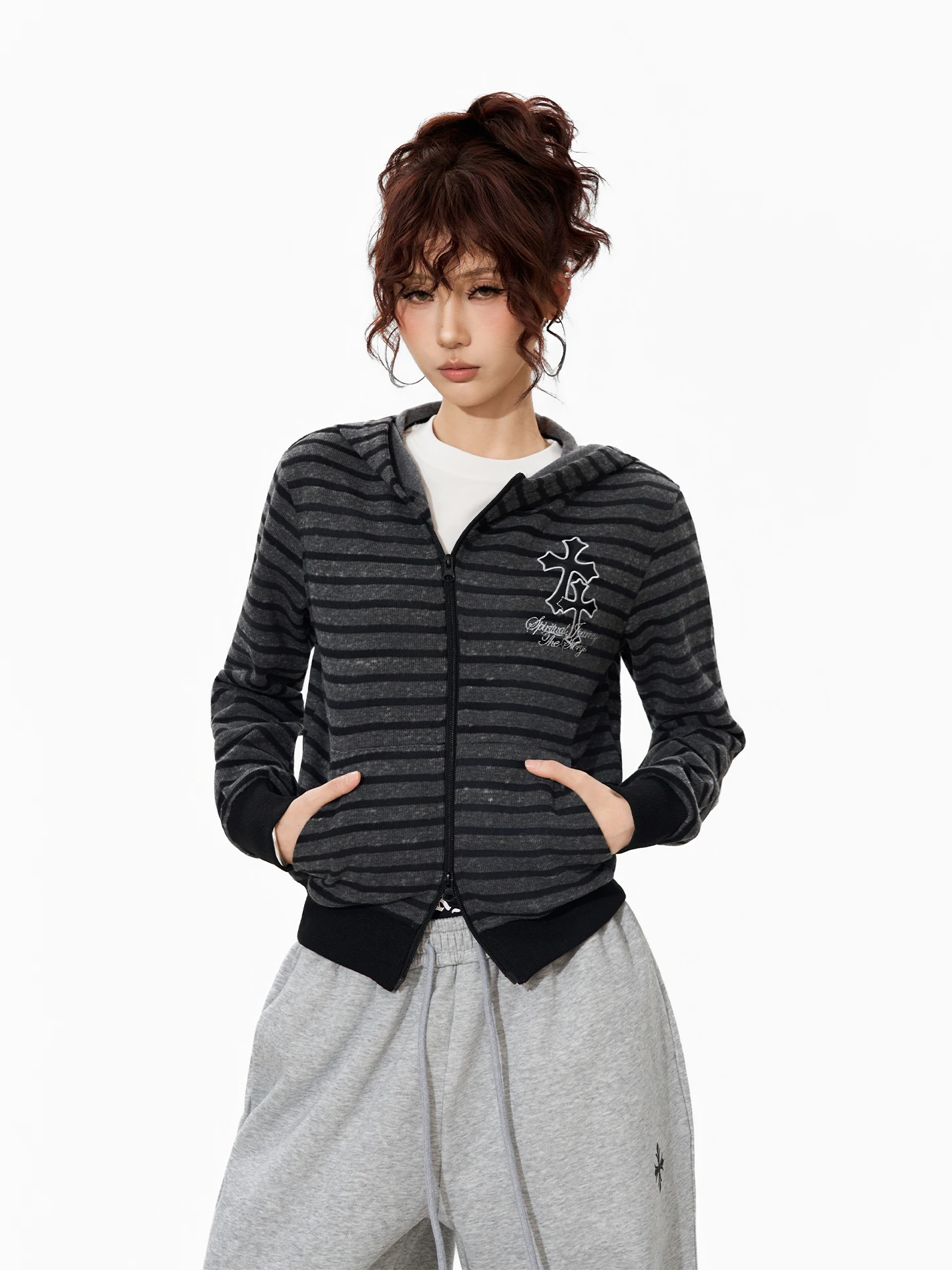 

Кардиган-худи S3T5 с диагональными полосами и пуговицами, в стиле американского уличного дизайна, модная толстовка с капюшоном