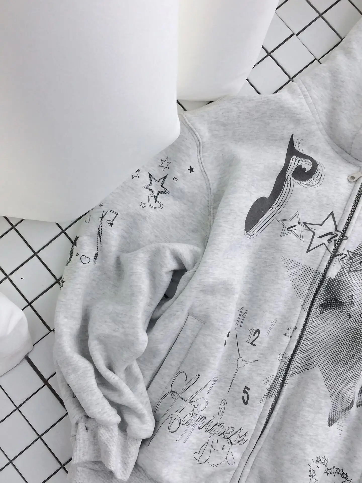 

Женская утепленная толстовка оверсайз на молнии с принтом, на флисовой подкладке, осенне-зимняя верхняя одежда в уличном стиле