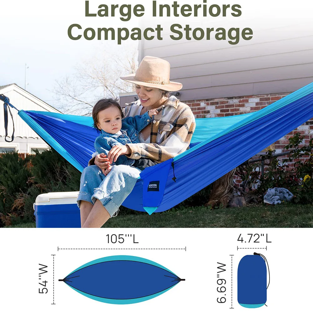 260x140cm Lightweight Double Person Camping Hammock for Outdoor Beach Backpacking Travel Hiking Portable Parachute Nylon Hammock