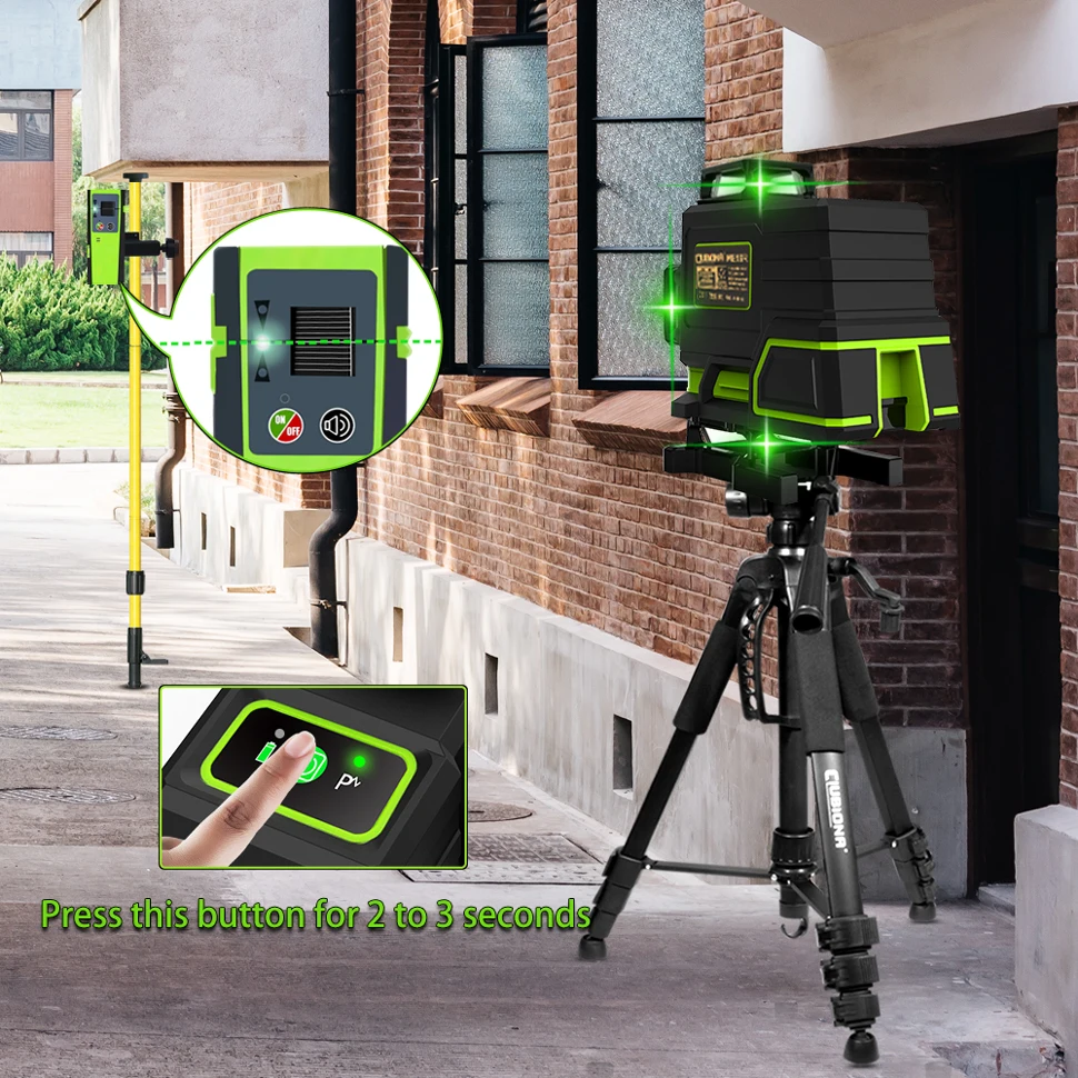 CLUBIONA 16/12 Lines 3D/4D Laser Level Super Powerful Green Beam 360 Horizontal And Vertical Cross-Line Self-leveling Measure